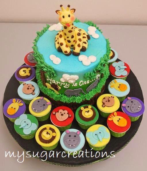 Jungle Animal Theme Birthday Cakes