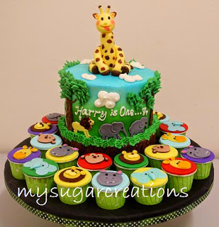 Jungle Theme 1st Birthday Cake