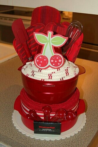 Kitchen Towel Cake Gift Basket