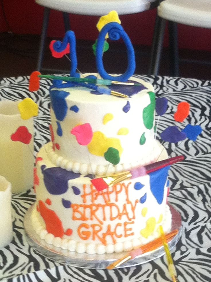 9 Photos of Paint Party Birthday Cakes