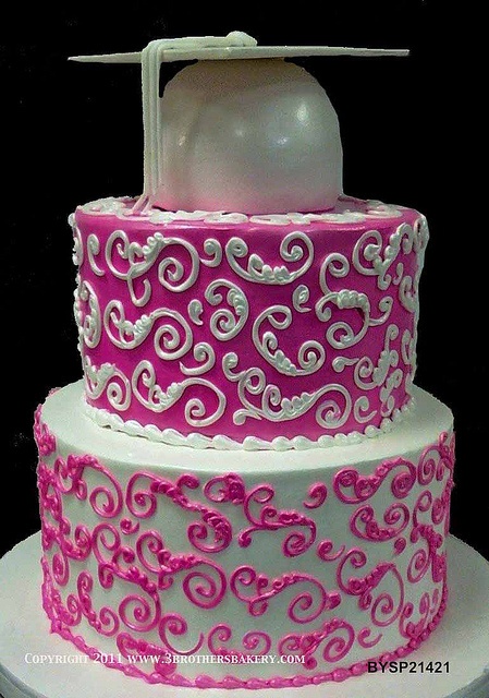 Pink and White Graduation Cake