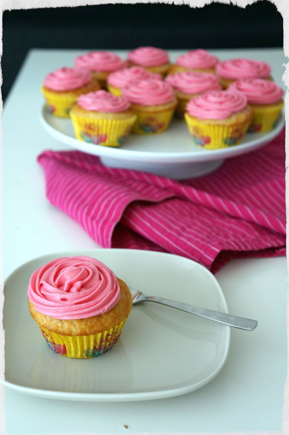 Pink Cupcake with Vanilla Frosting