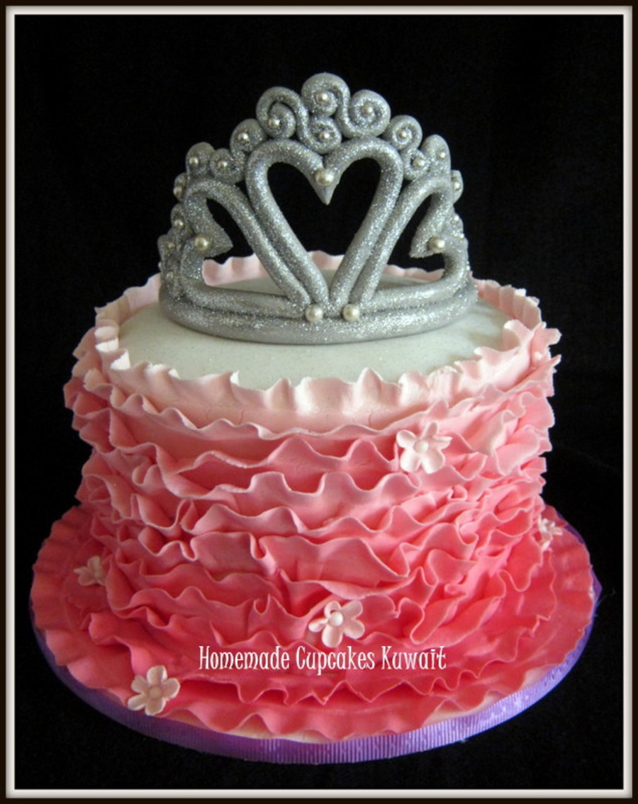 Pink Ombre Ruffle Cake