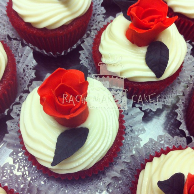 Red Velvet Cupcakes with Roses