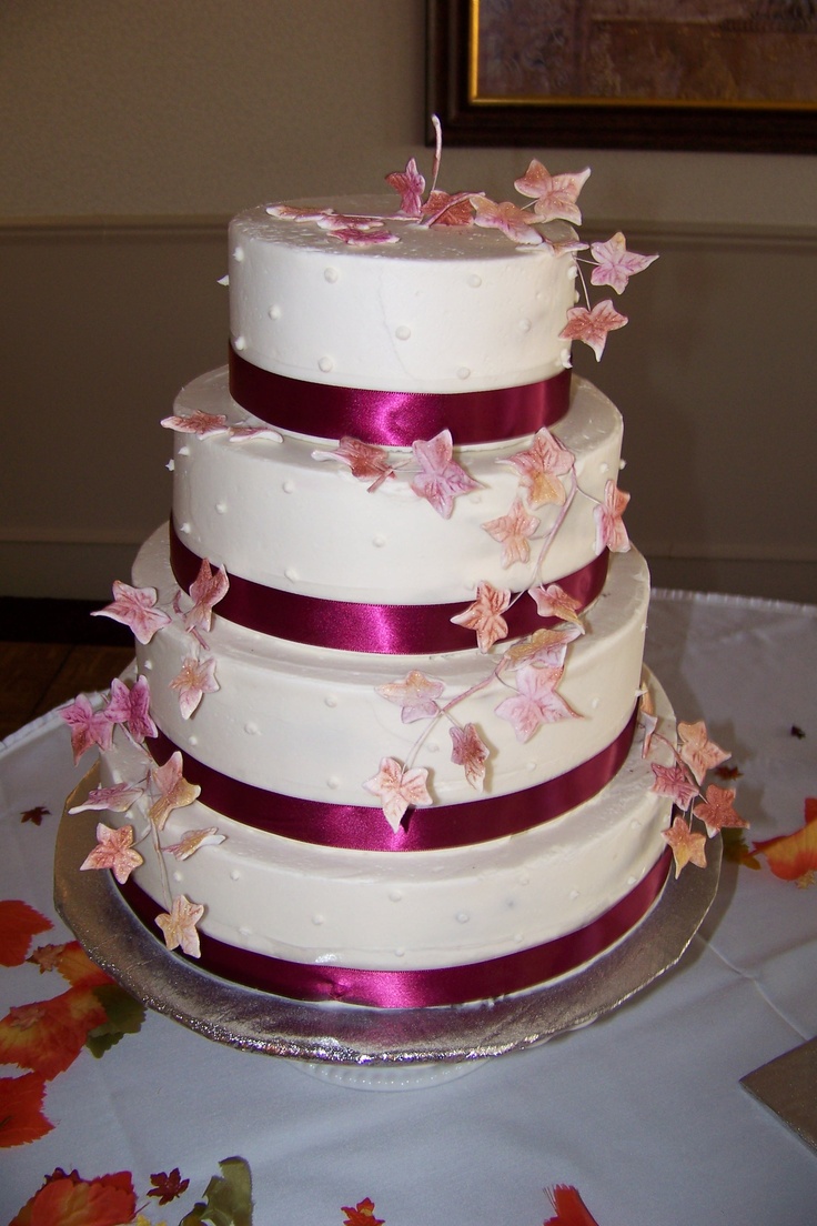 Simple Buttercream Wedding Cakes with Ribbon