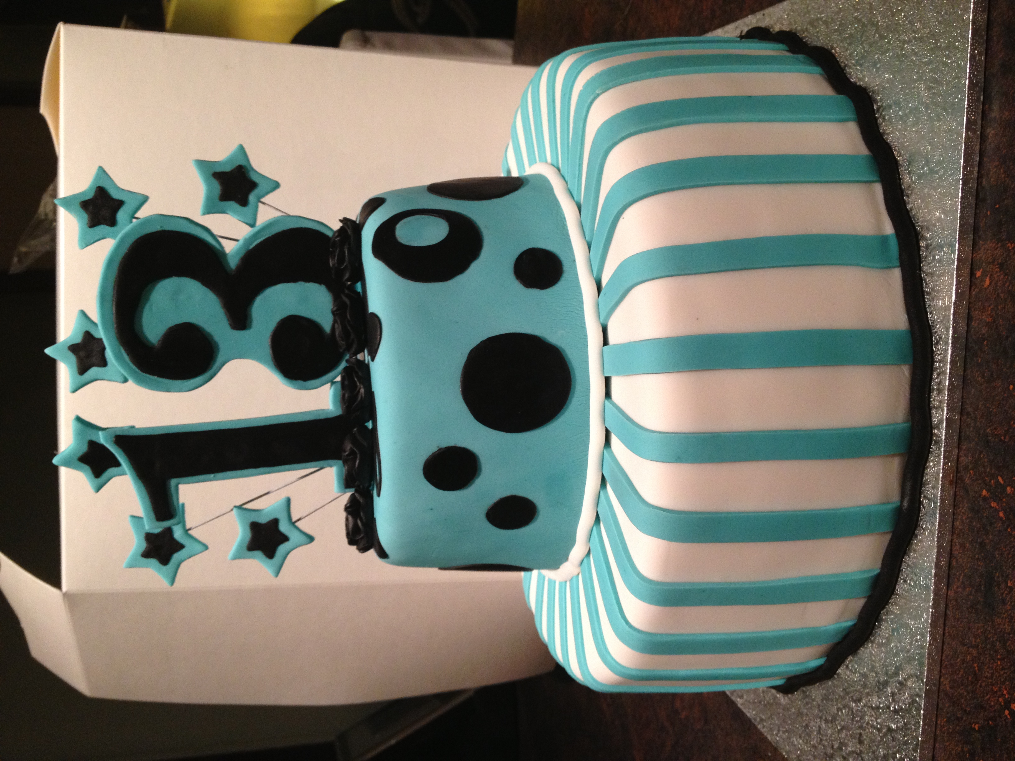 Teal and Black 13th Birthday Cakes