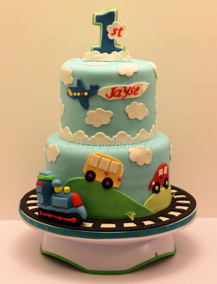 Transportation First Birthday Cake