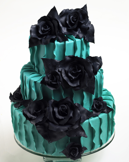 Turquoise Black and White Wedding Cakes