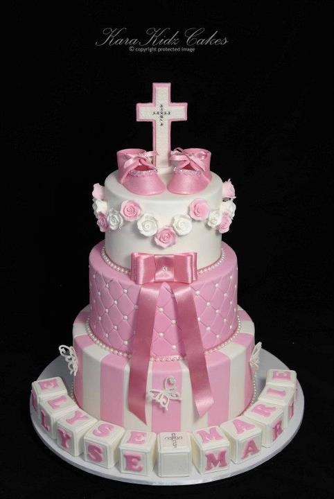 3 Tier Christening Cake