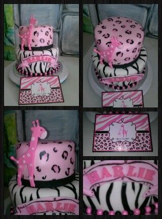 Animal Print Baby Shower Cake