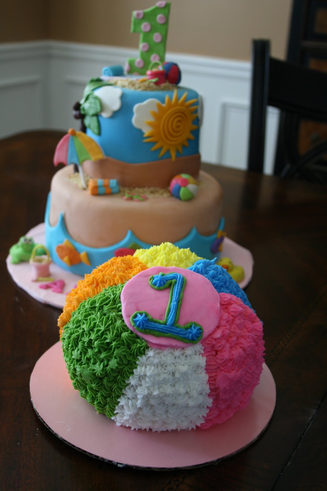 Beach Themed First Birthday Cake