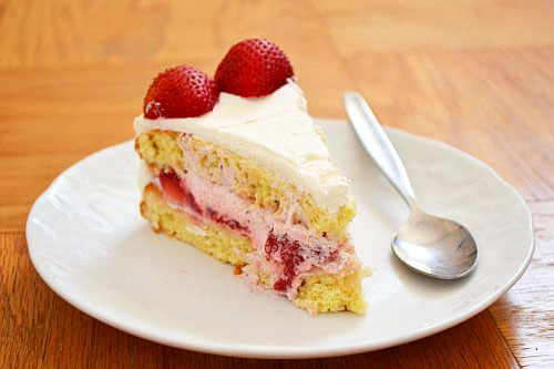 Birthday Cake with Strawberry Filling