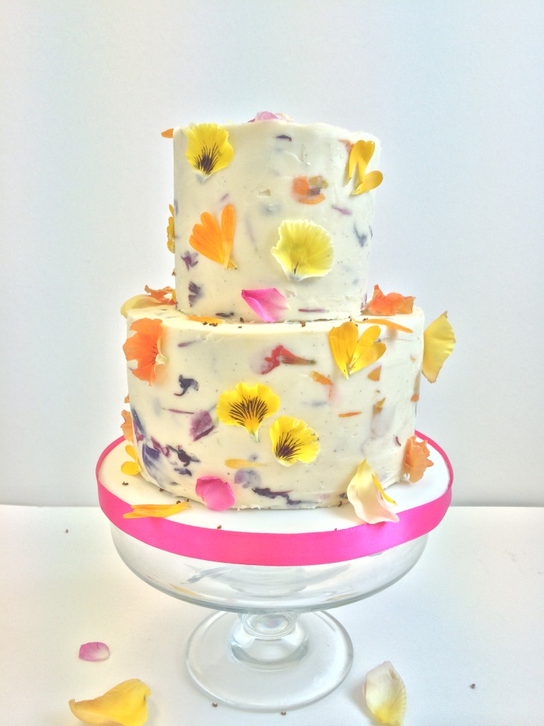 Birthday Cake with Yellow Flowers