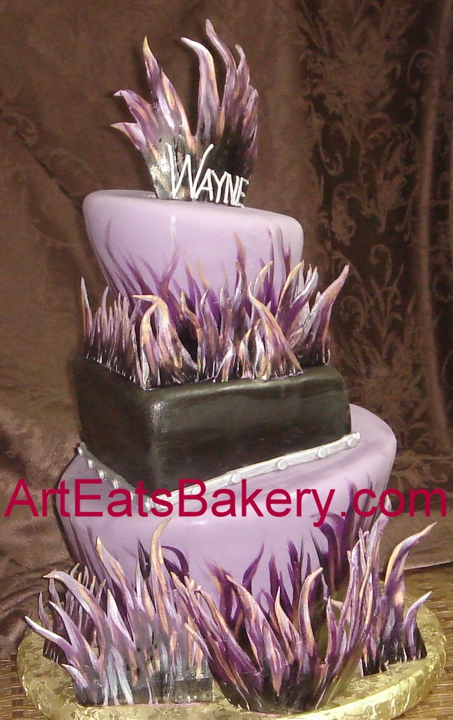 Black Purple and Gold Birthday Cake