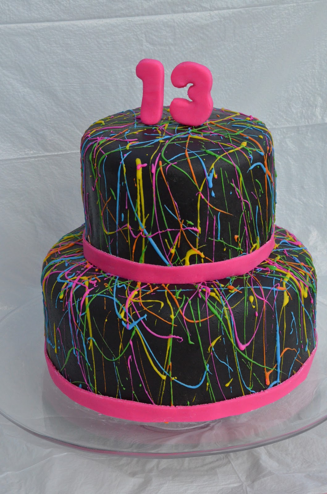 10 Splatter Paint Themed Cakes Photo Splatter Paint Cake Idea Paint   Black With Neon Paint Splatter Cake 553583 