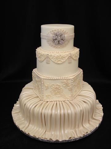 Buttercream Wedding Cake with Fondant Accents