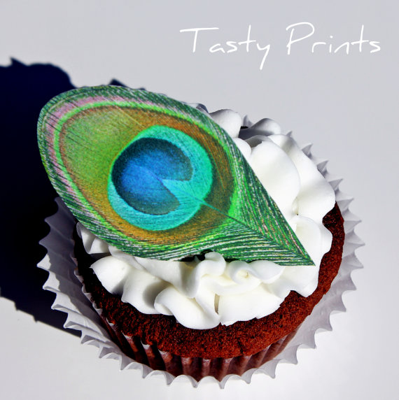 Cake with Edible Peacock Feathers