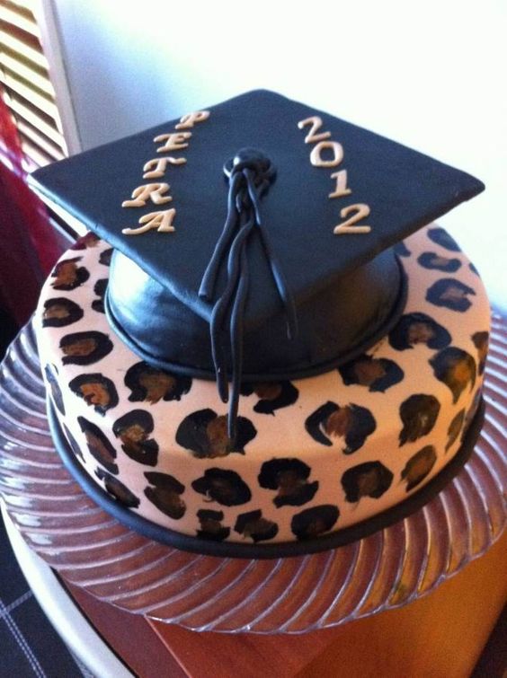 Cheetah Print Graduation Cake