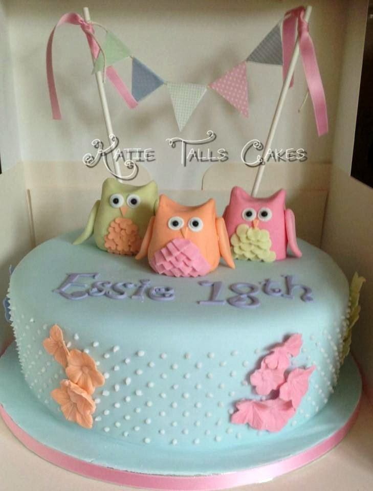 Cute Girl Owl Birthday Cake