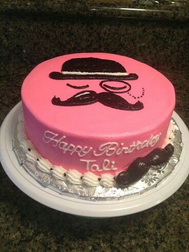 Girl Mustache Birthday Cake