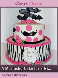 Girl Mustache Birthday Cake