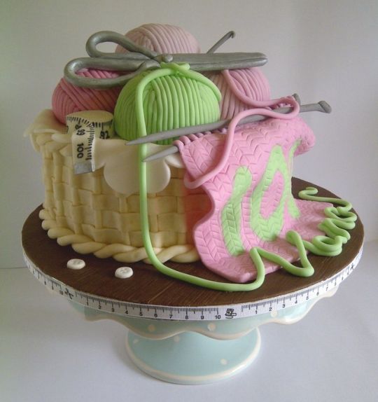 Happy Birthday Knitting Cake