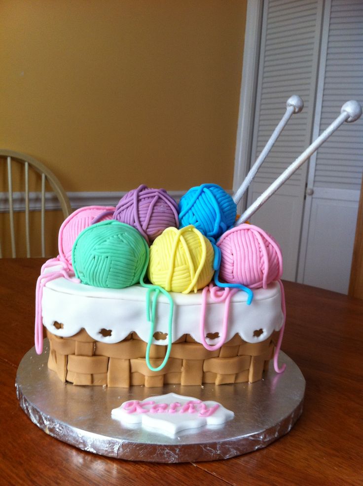 Happy Birthday Knitting Cake