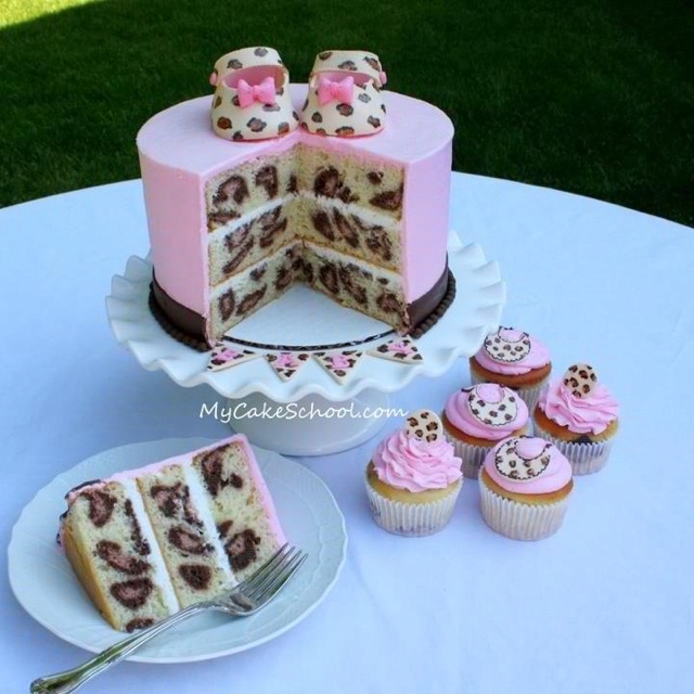 Leopard Print Baby Shower Cake