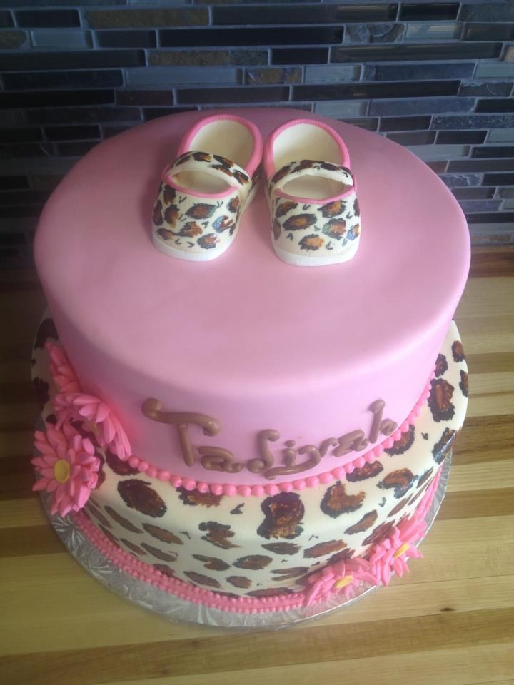 Leopard Print Baby Shower Cake