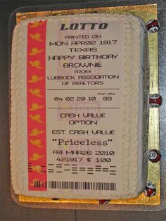 Lottery Ticket Birthday Cake