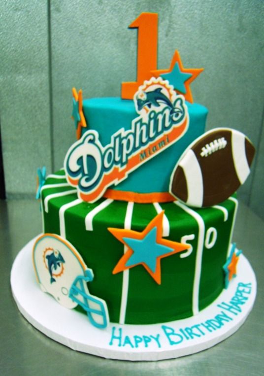 Miami Dolphin Football Birthday Cake