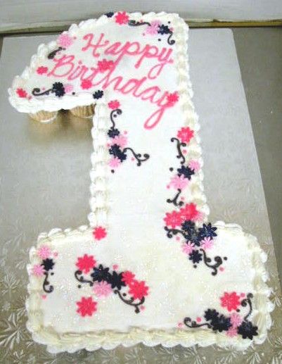 Number One Shaped Cupcake Cake