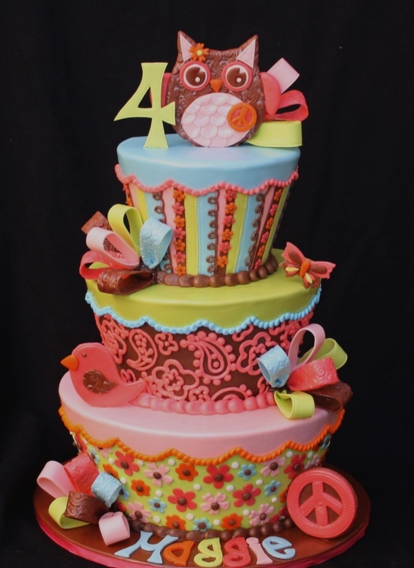 8 Photos of Colorful Owl Birthday Cakes Girls