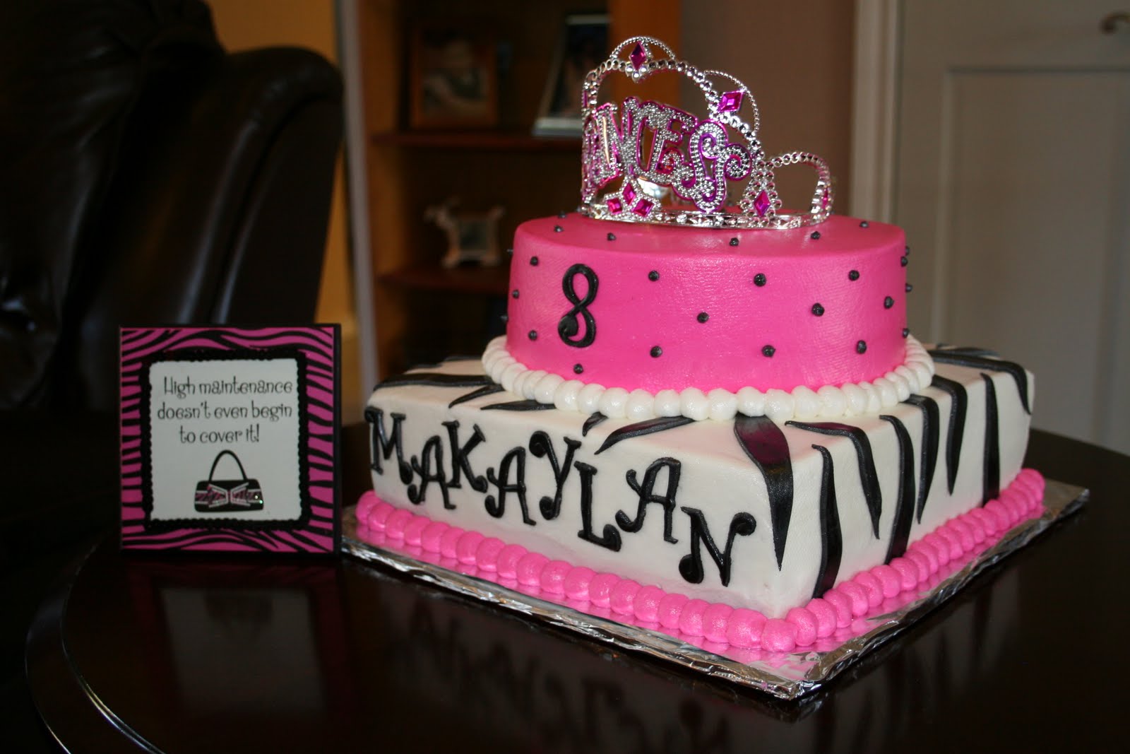 Pink and Zebra Birthday Cake