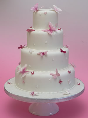 Pink Butterfly Wedding Cake