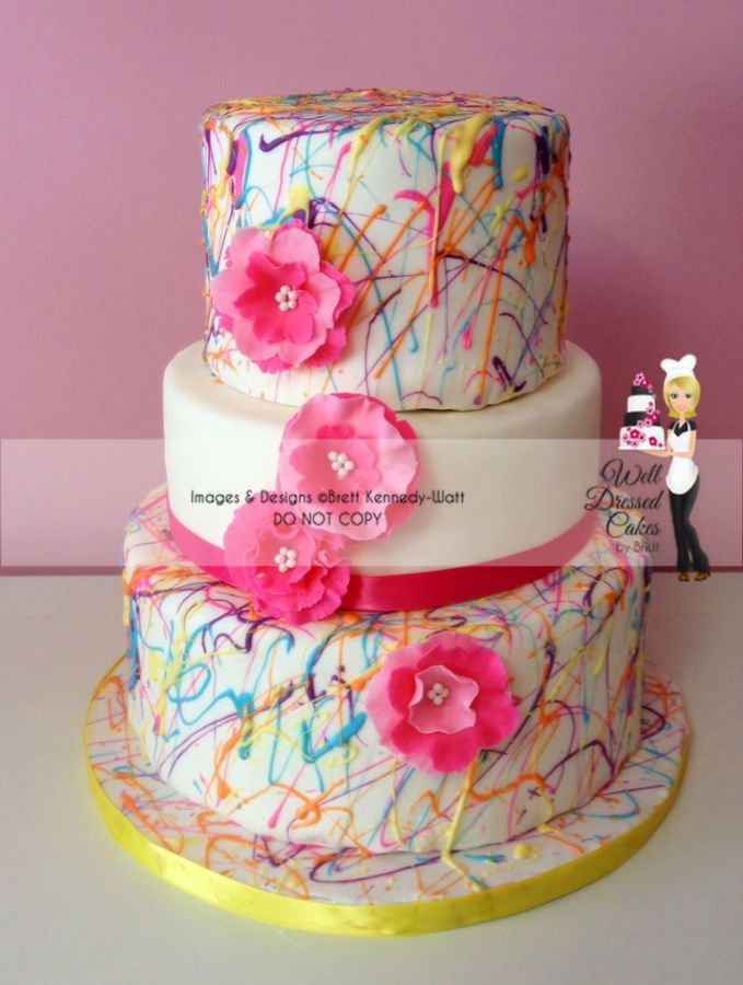 Pink Paint Splatter Cake