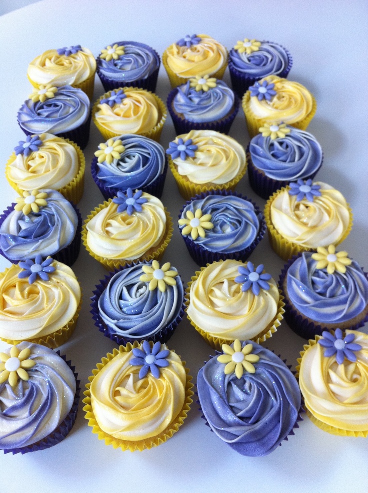 Purple and Yellow Cupcakes