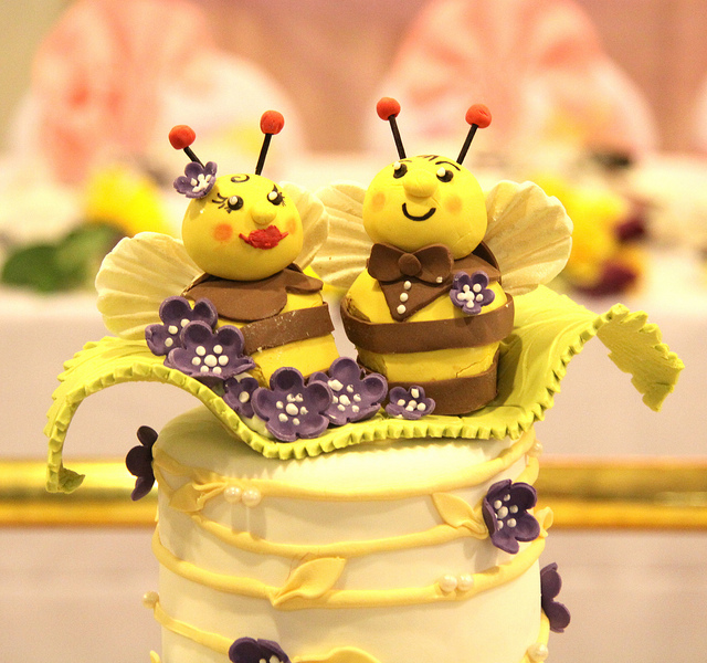 Purple and Yellow Themed Wedding Cake