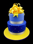 Purple and Yellow Wedding Cake