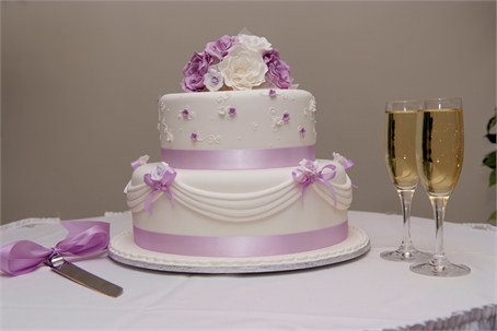 Purple White Two Tier Wedding Cake