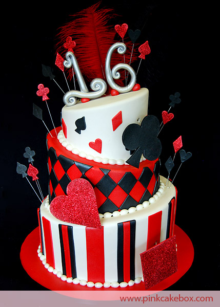 Red White and Black Sweet 16 Cake