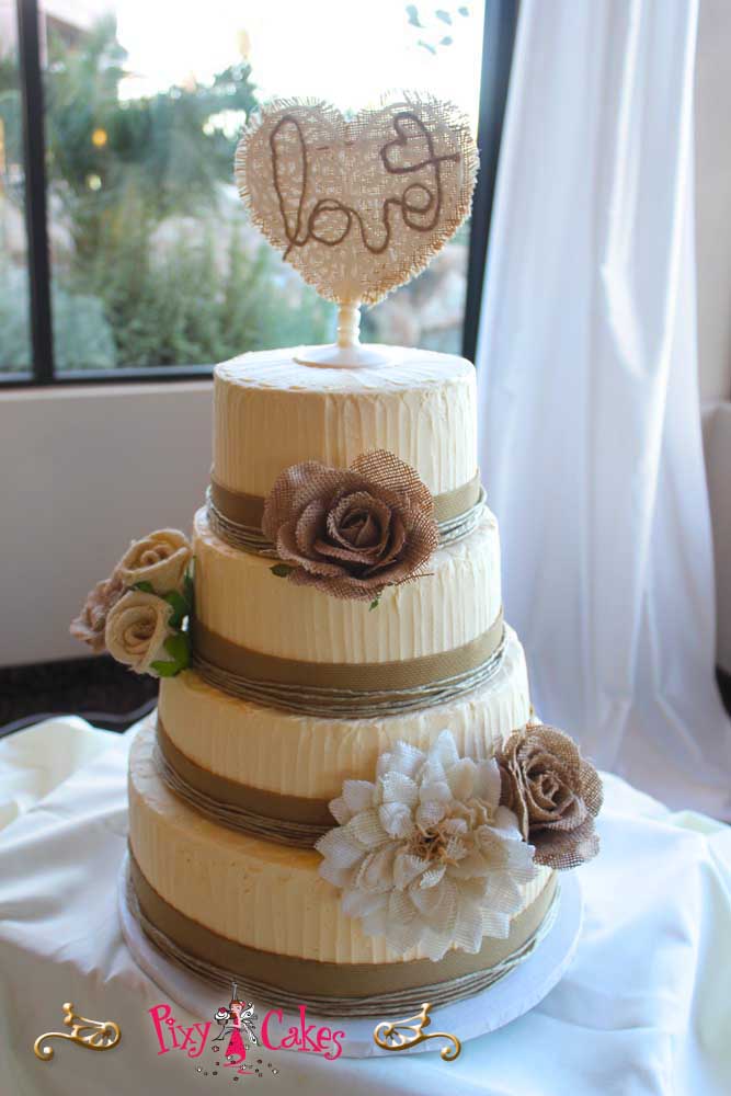 12 Photos of Wedding Cakes Buttercream With Burlap