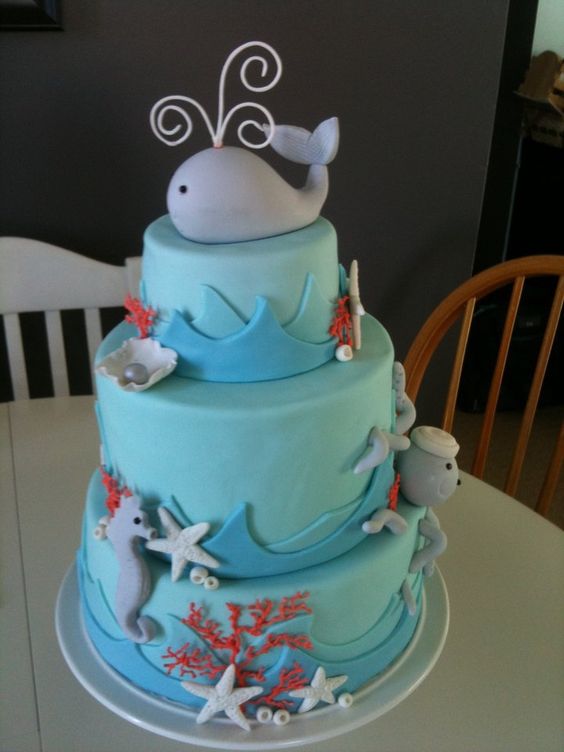 Sea Creatures Baby Shower Cake