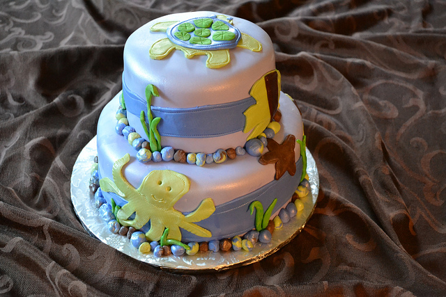 Sea Creatures Baby Shower Cake