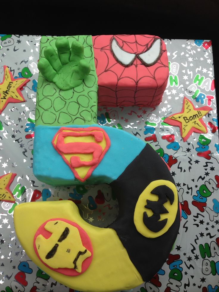 Superhero Number 5 Cake