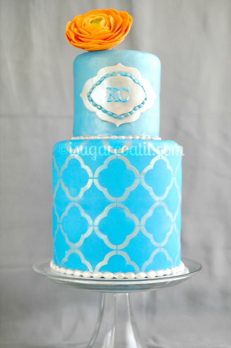 Turquoise and Orange Wedding Cake