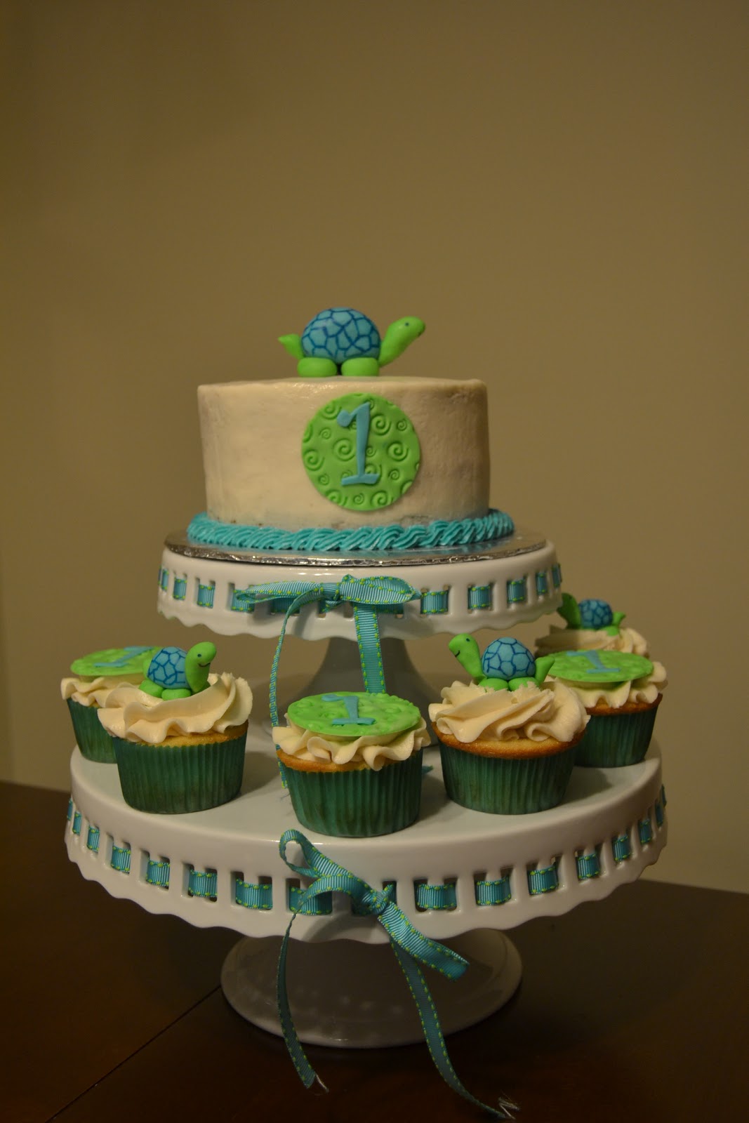 Turtle Theme First Birthday Cake