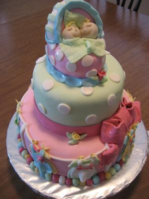 Twin Girls Baby Shower Cake