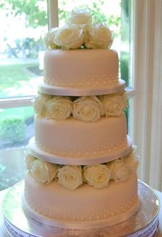 Wedding Cake with Fresh Roses