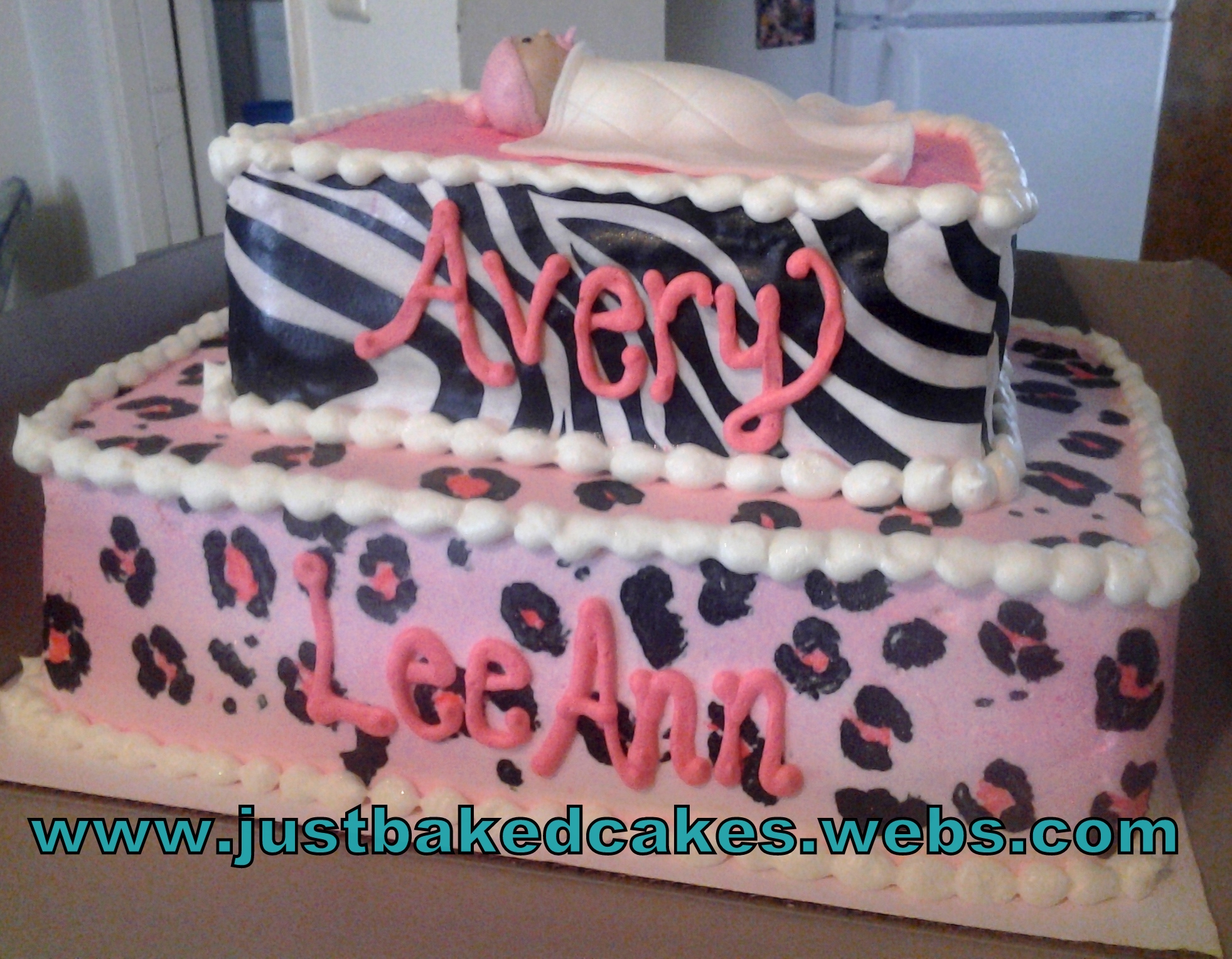 Zebra and Cheetah Print Baby Shower Cake